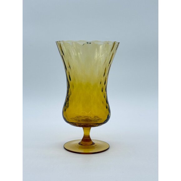 Vintage Empoli Diamond Optic Footed Pedestal Vase Retro Italian Blown Glass - Picture 3 of 10